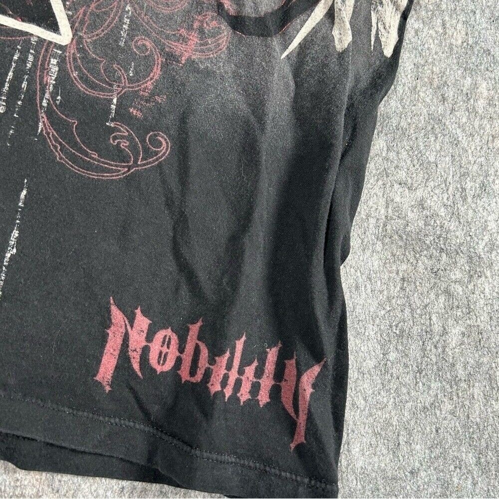 Nobility Shirt Men Medium Black Y2K Cybergoth Affliction AOP Skull Rare Emo Punk - Picture 3 of 9